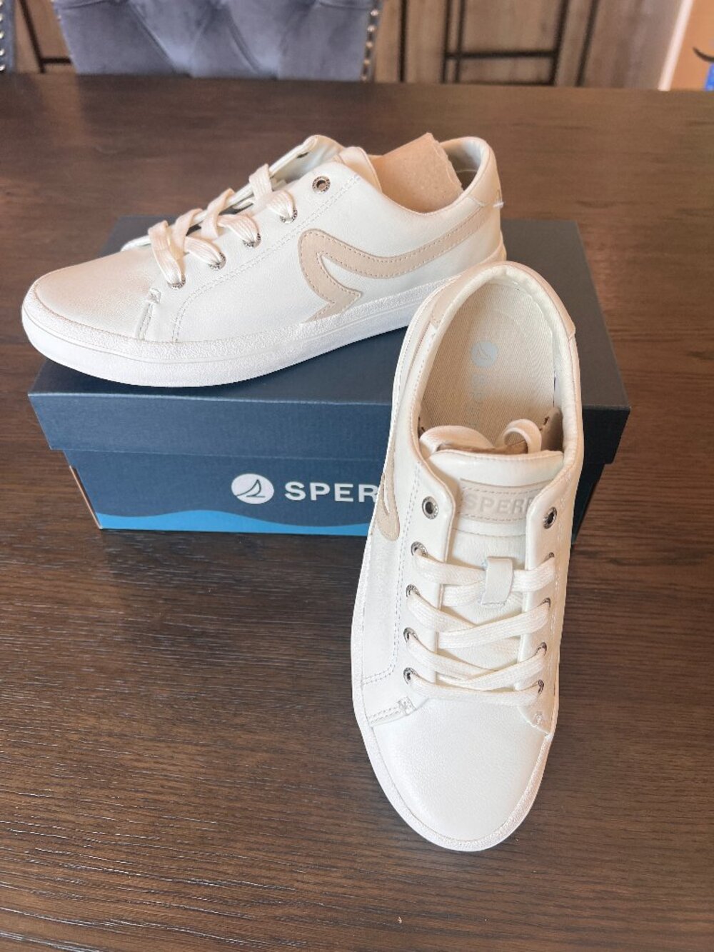 Women's Sperry Sandy Sneaker – Size 7.5 | White Leather with Nubuck Trim